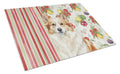 Tan Icelandic Sheepdog Vegetables Cutting Board Tempered Glass Kitchen Cutting Surface, Heat Resistant Chopping, Non-Slip Feet, Food Prep & Serving