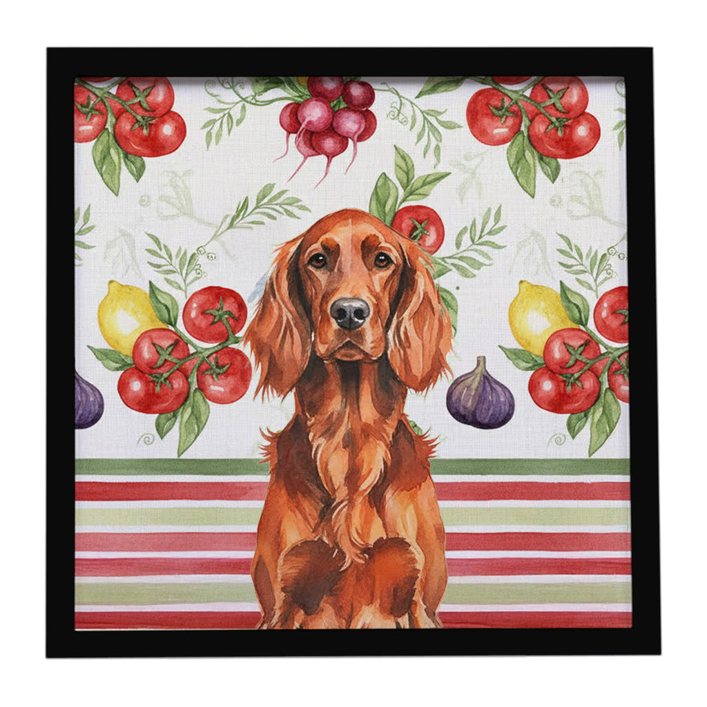 Irish Setter Vegetables Framed Metal Print Bathroom, Kitchen, Office, Home Decor Wall Art Ready to Hang, Square, 8X8