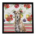 Brindle Irish Wolfhound Vegetables Framed Metal Print Bathroom, Kitchen, Office, Home Decor Wall Art Ready to Hang, Square, 8X8