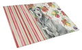 Gray Irish Wolfhound Vegetables Cutting Board Tempered Glass Kitchen Cutting Surface, Heat Resistant Chopping, Non-Slip Feet, Food Prep & Serving