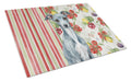 Blue Italian Greyhound Vegetables Cutting Board Tempered Glass Kitchen Cutting Surface, Heat Resistant Chopping, Non-Slip Feet, Food Prep & Serving