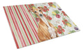 Red Italian Greyhound Vegetables Cutting Board Tempered Glass Kitchen Cutting Surface, Heat Resistant Chopping, Non-Slip Feet, Food Prep & Serving