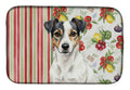 White and Black Jack Russell Terrier Vegetables Dish Drying Mat Absorbent Dish Drying Mat Pad for Kitchen Counter Dish Drainer Mat for Countertop, 14 x 21", Multicolor