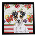 White and Black Jack Russell Terrier Vegetables Framed Metal Print Bathroom, Kitchen, Office, Home Decor Wall Art Ready to Hang, Square, 8X8