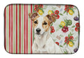 White and Tan Jack Russell Terrier Vegetables Dish Drying Mat Absorbent Dish Drying Mat Pad for Kitchen Counter Dish Drainer Mat for Countertop, 14 x 21", Multicolor