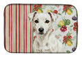 White Jack Russell Terrier Vegetables Dish Drying Mat Absorbent Dish Drying Mat Pad for Kitchen Counter Dish Drainer Mat for Countertop, 14 x 21", Multicolor