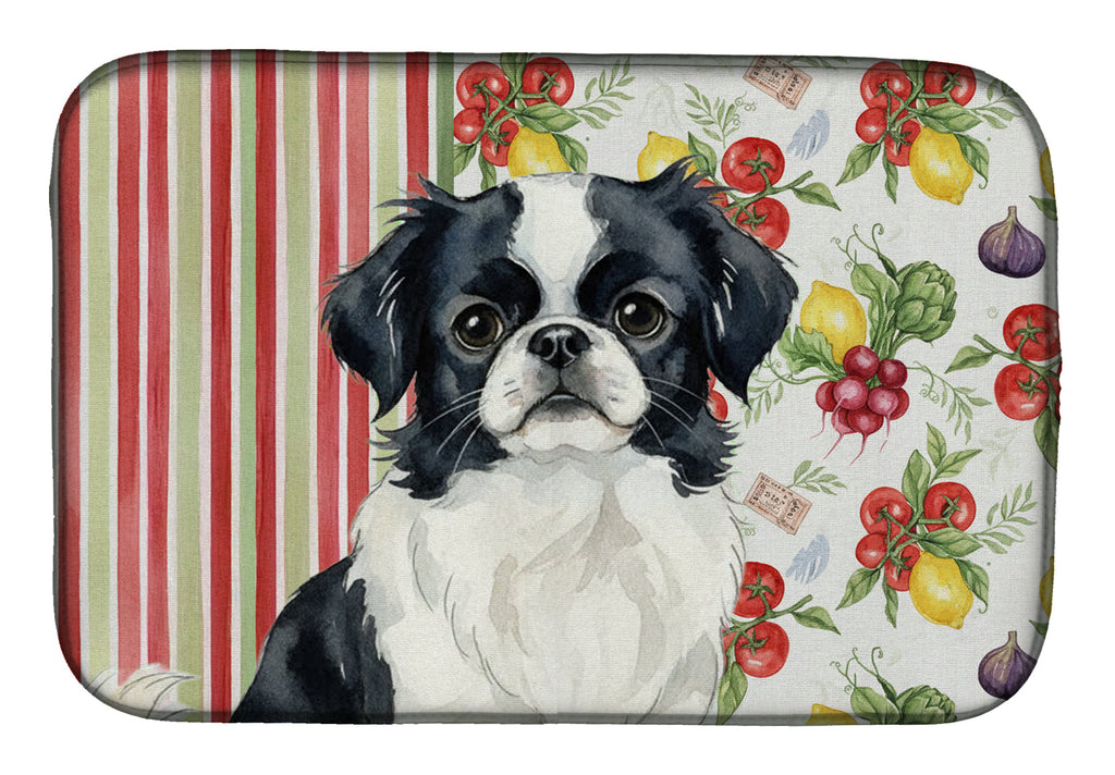 Black and White Japanese Chin Vegetables Dish Drying Mat Absorbent Dish Drying Mat Pad for Kitchen Counter Dish Drainer Mat for Countertop, 14 x 21", Multicolor