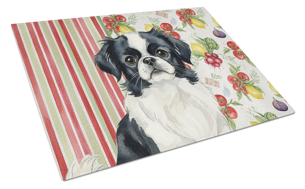Black and White Japanese Chin Vegetables Cutting Board Tempered Glass Kitchen Cutting Surface, Heat Resistant Chopping, Non-Slip Feet, Food Prep & Serving