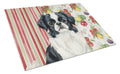 Black and White Japanese Chin Vegetables Cutting Board Tempered Glass Kitchen Cutting Surface, Heat Resistant Chopping, Non-Slip Feet, Food Prep & Serving