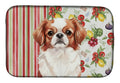Red and White Japanese Chin Vegetables Dish Drying Mat Absorbent Dish Drying Mat Pad for Kitchen Counter Dish Drainer Mat for Countertop, 14 x 21", Multicolor