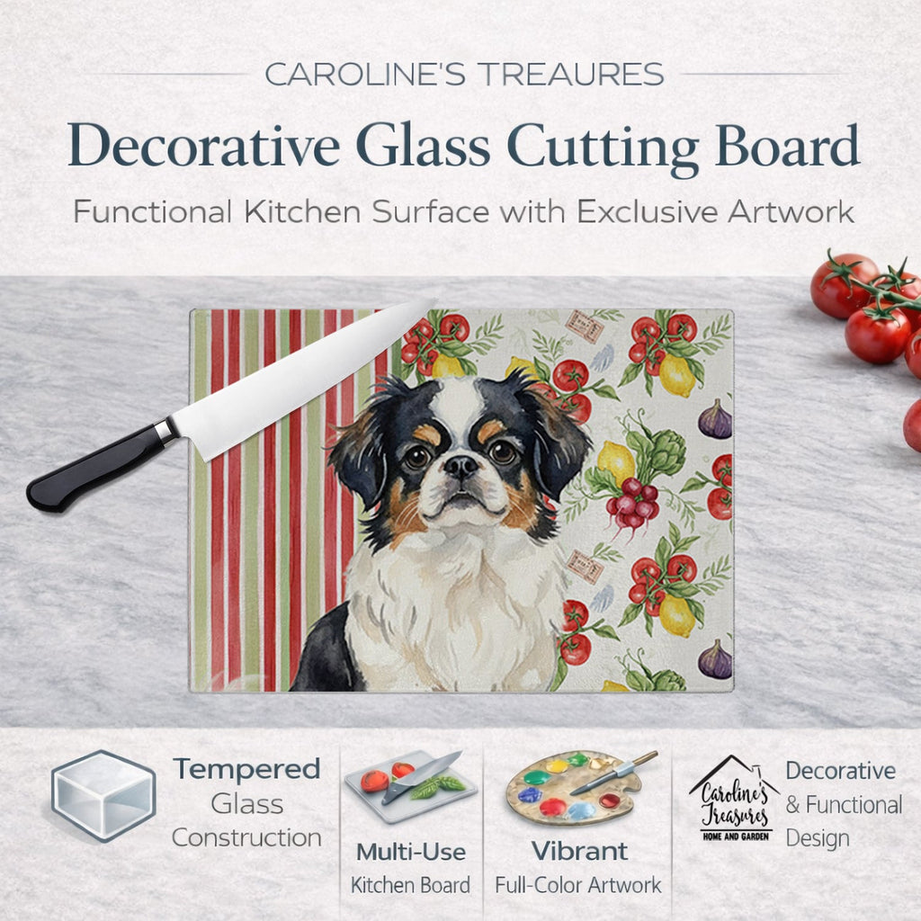 Tricolor Japanese Chin Vegetables Cutting Board Tempered Glass Kitchen Cutting Surface, Heat Resistant Chopping, Non-Slip Feet, Food Prep & Serving