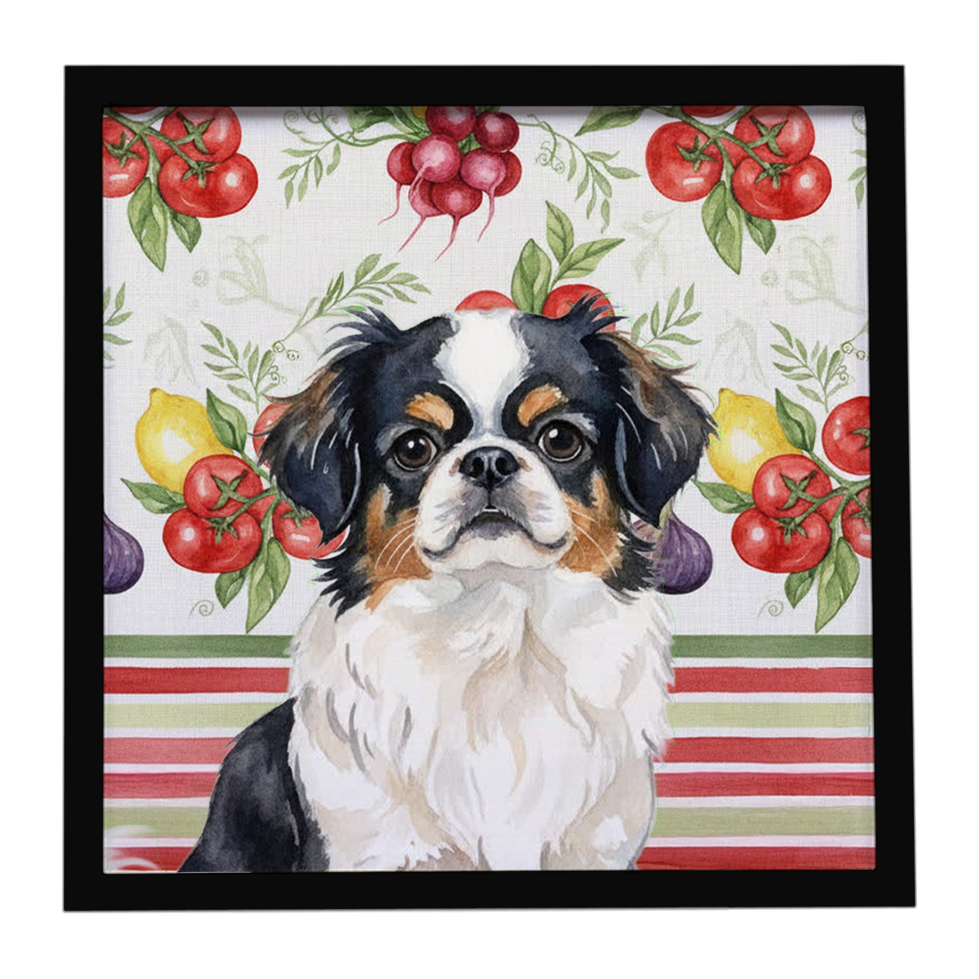 Tricolor Japanese Chin Vegetables Framed Metal Print Bathroom, Kitchen, Office, Home Decor Wall Art Ready to Hang, Square, 8X8