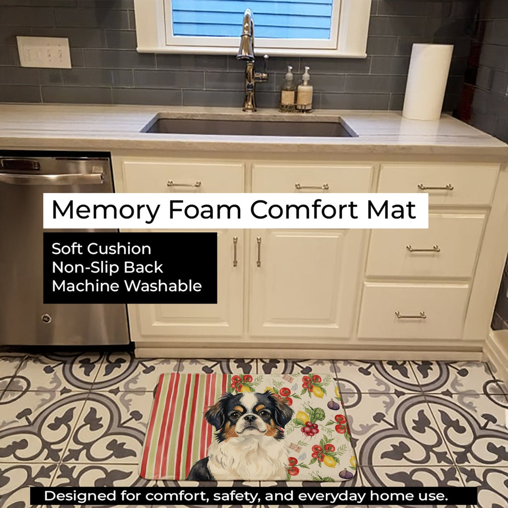 Tricolor Japanese Chin Vegetables Memory Foam Kitchen Mat Machine Washable Anti-Fatigue Cushion Comfort Bath or Kitchen Rug