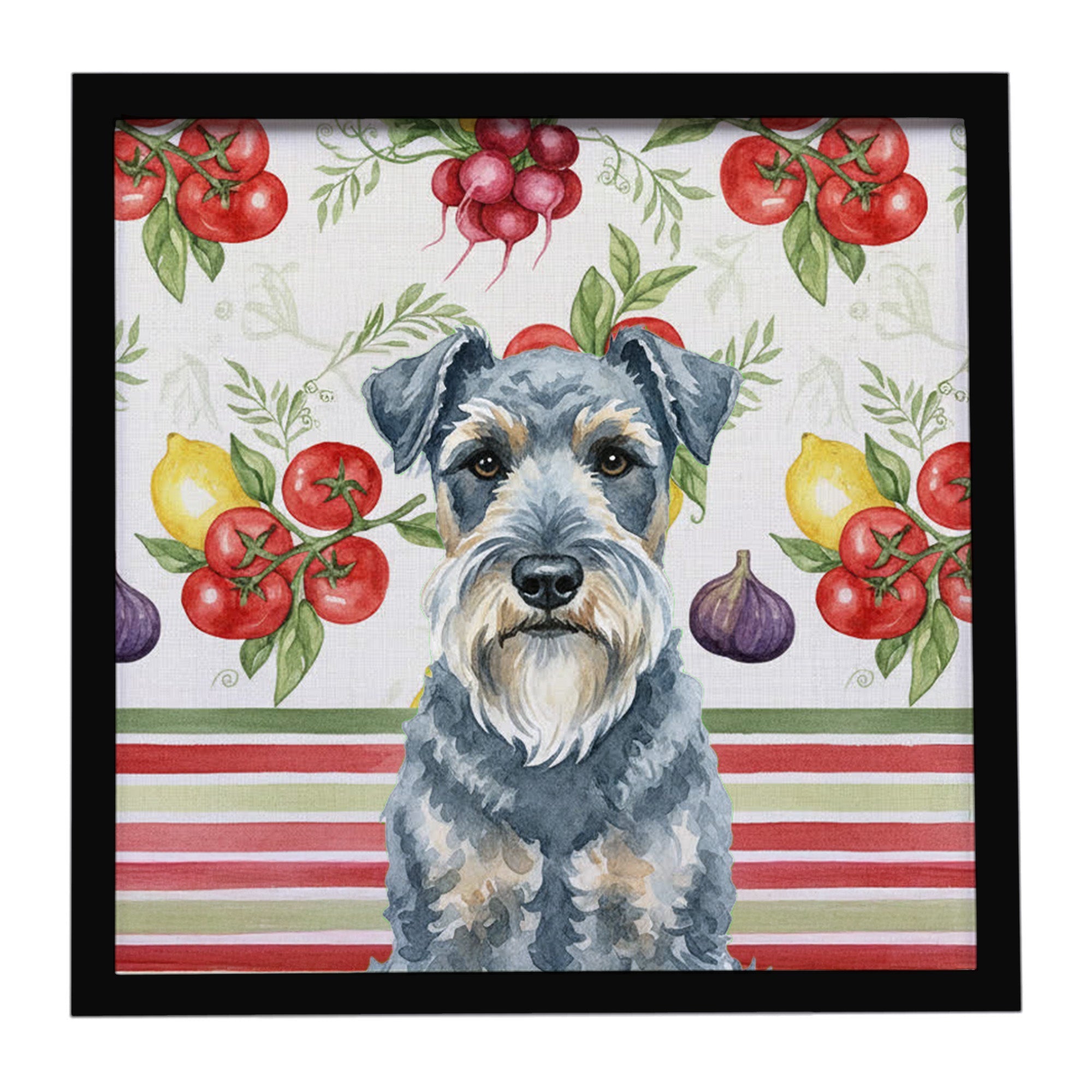 Kerry Blue Terrier Vegetables Framed Metal Print Bathroom, Kitchen, Office, Home Decor Wall Art Ready to Hang, Square, 8X8