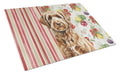 Chocolate Labradoodle Vegetables Cutting Board Tempered Glass Kitchen Cutting Surface, Heat Resistant Chopping, Non-Slip Feet, Food Prep & Serving