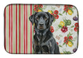 Black Labrador Retriever Vegetables Dish Drying Mat Absorbent Dish Drying Mat Pad for Kitchen Counter Dish Drainer Mat for Countertop, 14 x 21", Multicolor