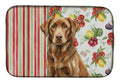Chocolate Labrador Retriever Vegetables Dish Drying Mat Absorbent Dish Drying Mat Pad for Kitchen Counter Dish Drainer Mat for Countertop, 14 x 21", Multicolor