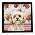 Cream Lhasa Apso Vegetables Framed Metal Print Bathroom, Kitchen, Office, Home Decor Wall Art Ready to Hang, Square, 8X8