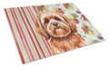 Red Lhasa Apso Vegetables Cutting Board Tempered Glass Kitchen Cutting Surface, Heat Resistant Chopping, Non-Slip Feet, Food Prep & Serving