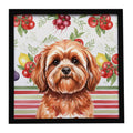Red Lhasa Apso Vegetables Framed Metal Print Bathroom, Kitchen, Office, Home Decor Wall Art Ready to Hang, Square, 8X8