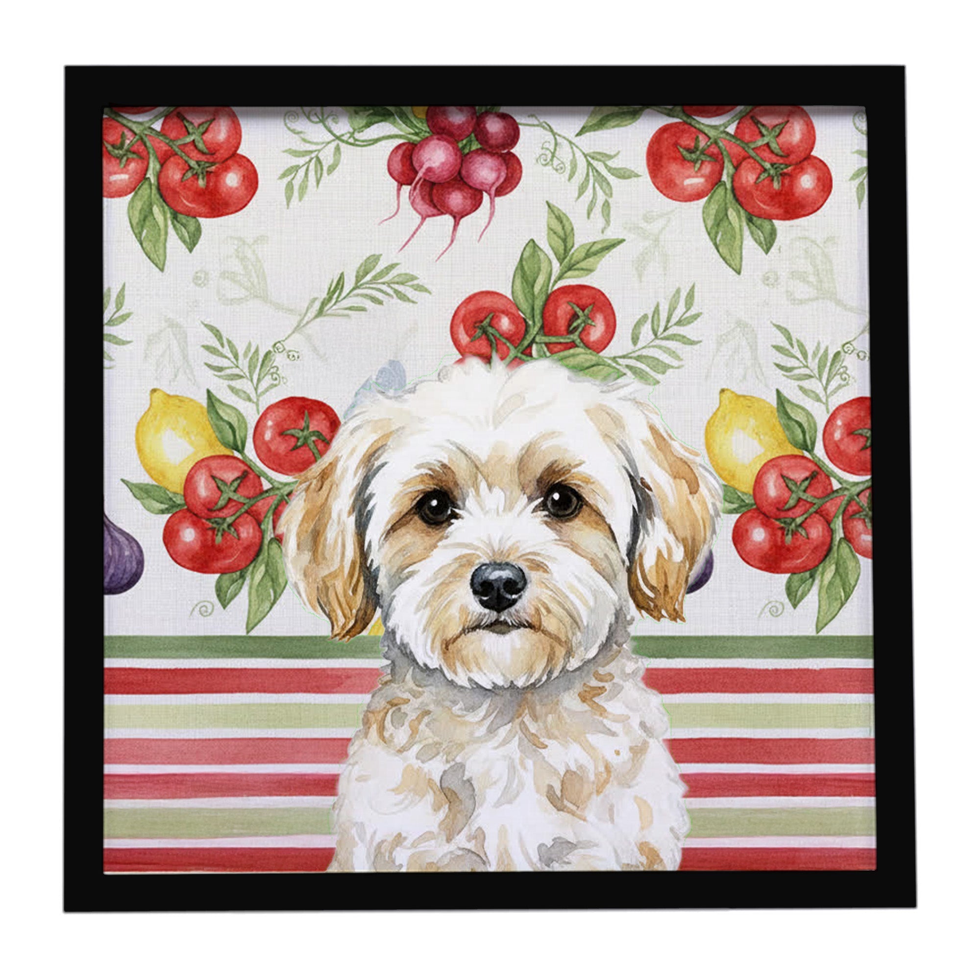 Maltipoo Vegetables Framed Metal Print Bathroom, Kitchen, Office, Home Decor Wall Art Ready to Hang, Square, 8X8