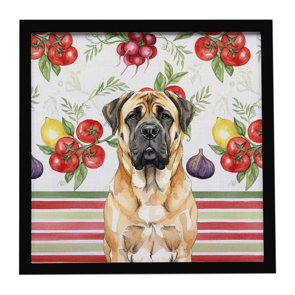 Fawn Mastiff Vegetables Framed Metal Print Bathroom, Kitchen, Office, Home Decor Wall Art Ready to Hang, Square, 8X8