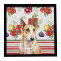 Miniature Bull Terrier Vegetables Framed Metal Print Bathroom, Kitchen, Office, Home Decor Wall Art Ready to Hang, Square, 8X8