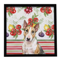 Tricolor Miniature Bull Terrier Vegetables Framed Metal Print Bathroom, Kitchen, Office, Home Decor Wall Art Ready to Hang, Square, 8X8