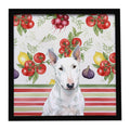 White Miniature Bull Terrier Vegetables Framed Metal Print Bathroom, Kitchen, Office, Home Decor Wall Art Ready to Hang, Square, 8X8