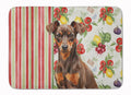 Chocolate and Rust Miniature Pinscher Min Pin Vegetables Memory Foam Kitchen Mat Machine Washable Anti-Fatigue Cushion Comfort Bath or Kitchen Rug