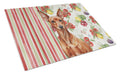 Red Miniature Pinscher Min Pin Vegetables Cutting Board Tempered Glass Kitchen Cutting Surface, Heat Resistant Chopping, Non-Slip Feet, Food Prep & Serving