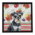 Black & Silver Miniature Schnauzer Vegetables Framed Metal Print Bathroom, Kitchen, Office, Home Decor Wall Art Ready to Hang, Square, 8X8