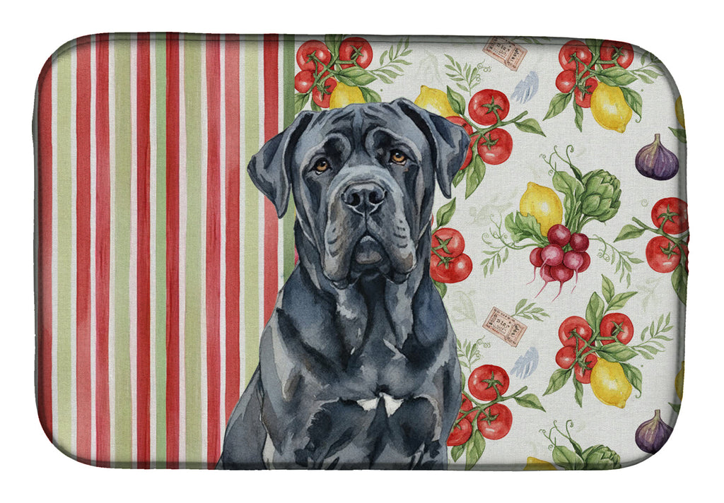 Black Neapolitan Mastiff Vegetables Dish Drying Mat Absorbent Dish Drying Mat Pad for Kitchen Counter Dish Drainer Mat for Countertop, 14 x 21", Multicolor