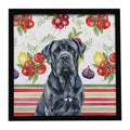 Black Neapolitan Mastiff Vegetables Framed Metal Print Bathroom, Kitchen, Office, Home Decor Wall Art Ready to Hang, Square, 8X8