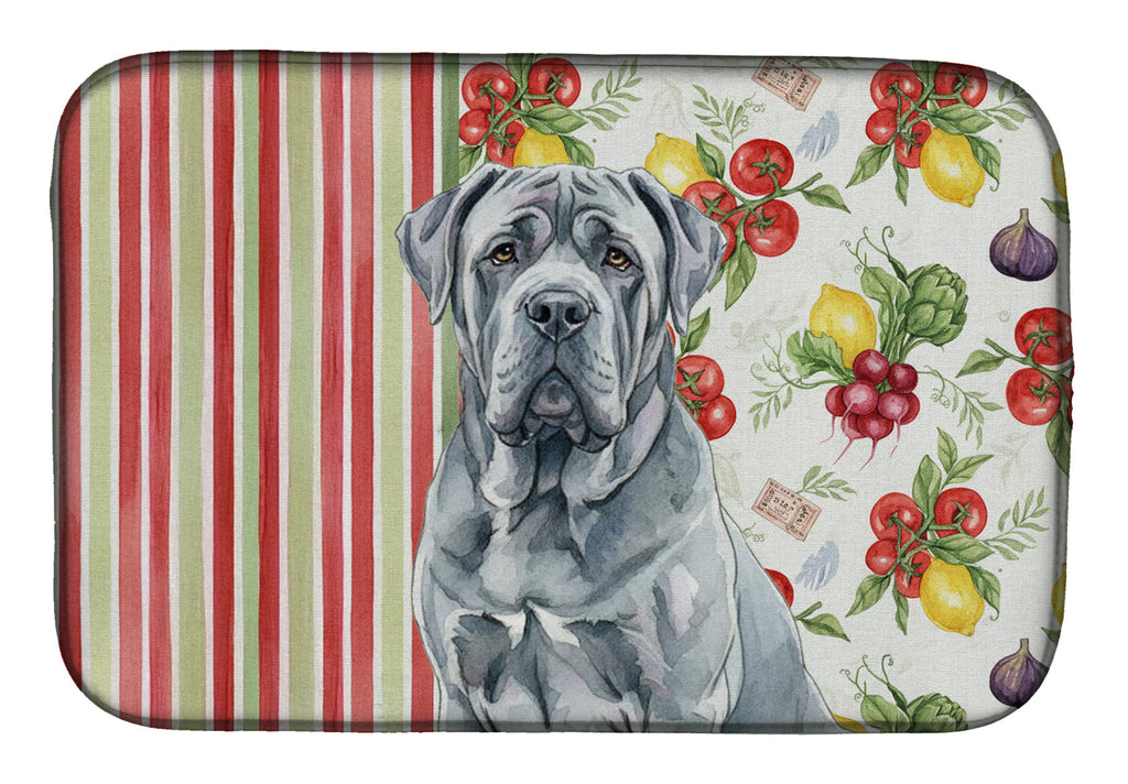 Blue Neapolitan Mastiff Vegetables Dish Drying Mat Absorbent Dish Drying Mat Pad for Kitchen Counter Dish Drainer Mat for Countertop, 14 x 21", Multicolor