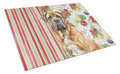 Neapolitan Mastiff Vegetables Cutting Board Tempered Glass Kitchen Cutting Surface, Heat Resistant Chopping, Non-Slip Feet, Food Prep & Serving