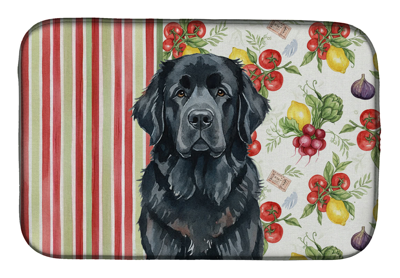 Black Newfoundland Vegetables Dish Drying Mat Absorbent Dish Drying Mat Pad for Kitchen Counter Dish Drainer Mat for Countertop, 14 x 21", Multicolor