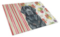 Black Newfoundland Vegetables Cutting Board Tempered Glass Kitchen Cutting Surface, Heat Resistant Chopping, Non-Slip Feet, Food Prep & Serving