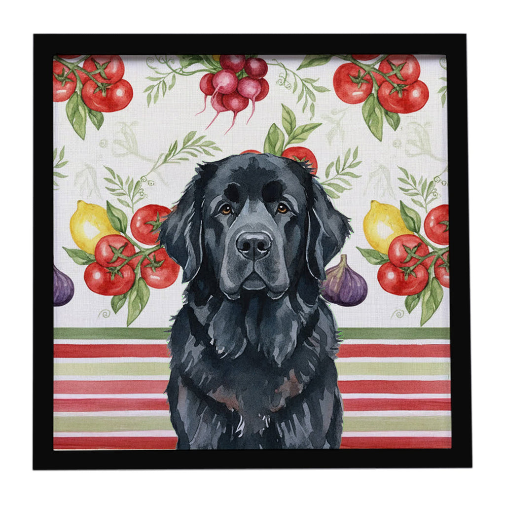 Black Newfoundland Vegetables Framed Metal Print Bathroom, Kitchen, Office, Home Decor Wall Art Ready to Hang, Square, 8X8