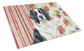Landseer Newfoundland Vegetables Cutting Board Tempered Glass Kitchen Cutting Surface, Heat Resistant Chopping, Non-Slip Feet, Food Prep & Serving