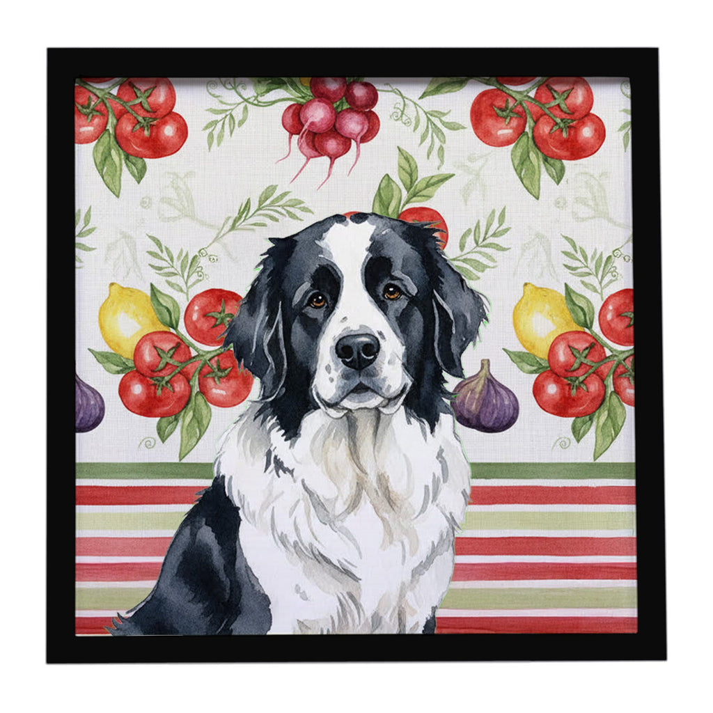 Landseer Newfoundland Vegetables Framed Metal Print Bathroom, Kitchen, Office, Home Decor Wall Art Ready to Hang, Square, 8X8