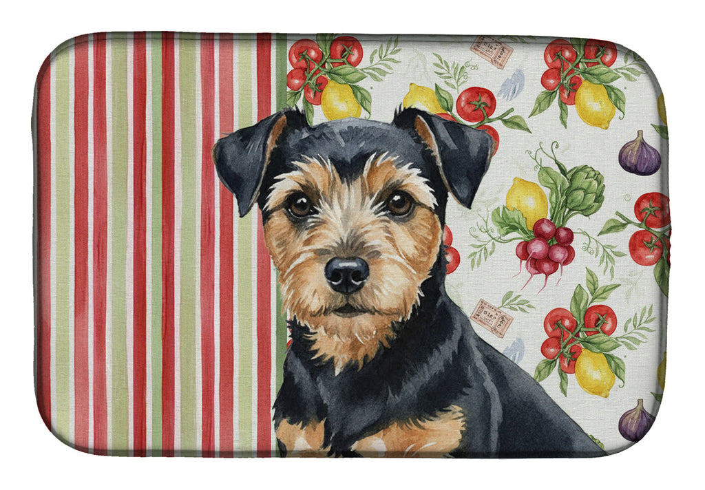 Black and Tan Norfolk Terrier Vegetables Dish Drying Mat Absorbent Dish Drying Mat Pad for Kitchen Counter Dish Drainer Mat for Countertop, 14 x 21", Multicolor