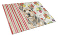 Grizzle and Tan Norfolk Terrier Vegetables Cutting Board Tempered Glass Kitchen Cutting Surface, Heat Resistant Chopping, Non-Slip Feet, Food Prep & Serving