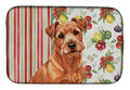 Red Norfolk Terrier Vegetables Dish Drying Mat Absorbent Dish Drying Mat Pad for Kitchen Counter Dish Drainer Mat for Countertop, 14 x 21", Multicolor