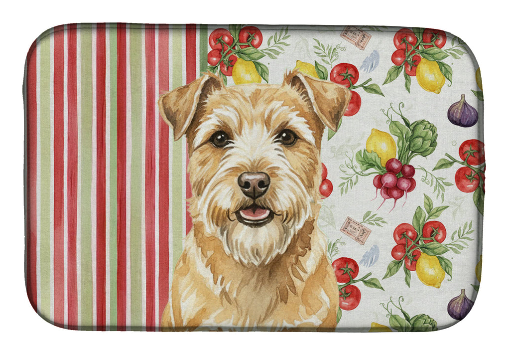 Wheaten Norfolk Terrier Vegetables Dish Drying Mat Absorbent Dish Drying Mat Pad for Kitchen Counter Dish Drainer Mat for Countertop, 14 x 21", Multicolor