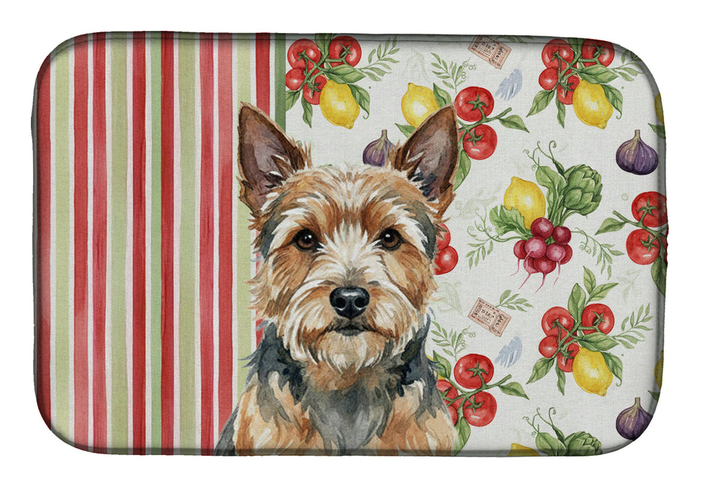 Norwich Terrier Vegetables Dish Drying Mat Absorbent Dish Drying Mat Pad for Kitchen Counter Dish Drainer Mat for Countertop, 14 x 21", Multicolor