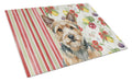 Norwich Terrier Vegetables Cutting Board Tempered Glass Kitchen Cutting Surface, Heat Resistant Chopping, Non-Slip Feet, Food Prep & Serving