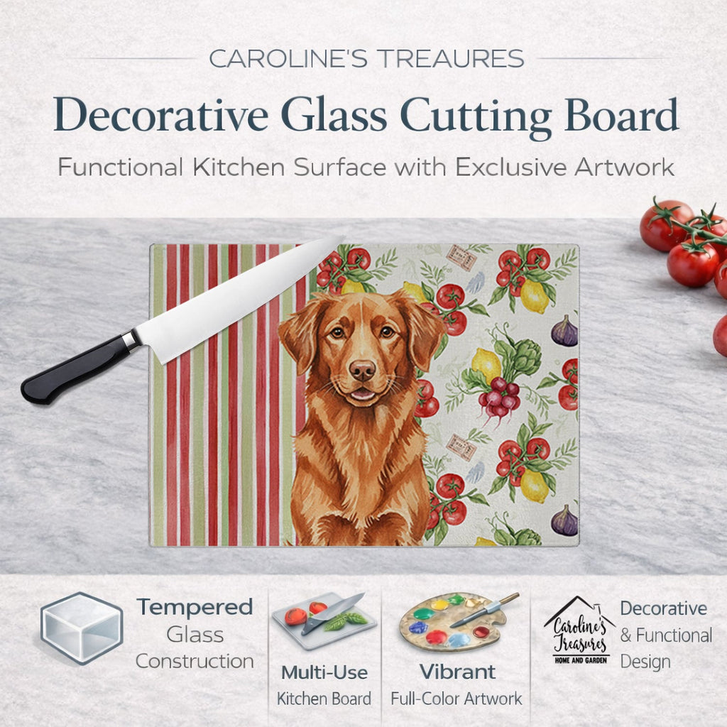 Copper Nova Scotia Duck Tolling Retriever Vegetables Cutting Board Tempered Glass Kitchen Cutting Surface, Heat Resistant Chopping, Non-Slip Feet, Food Prep & Serving