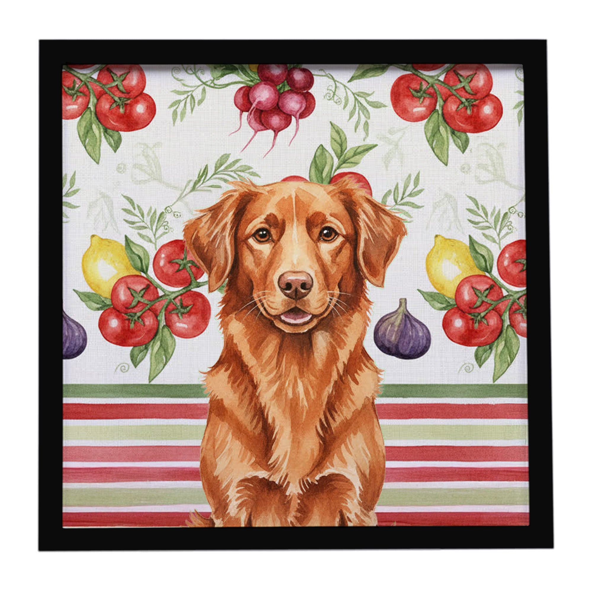 Copper Nova Scotia Duck Tolling Retriever Vegetables Framed Metal Print Bathroom, Kitchen, Office, Home Decor Wall Art Ready to Hang, Square, 8X8