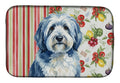 Blue and White Old English Sheepdog Vegetables Dish Drying Mat Absorbent Dish Drying Mat Pad for Kitchen Counter Dish Drainer Mat for Countertop, 14 x 21", Multicolor